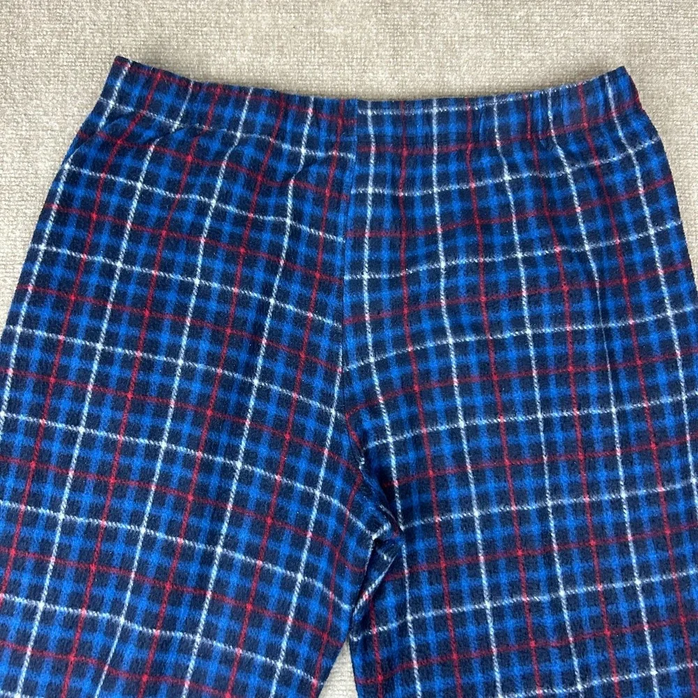 Fruit Of The Loom Pajama Pants Mens XL(40-42) Blue Red Plaid Fleece Sleepwear